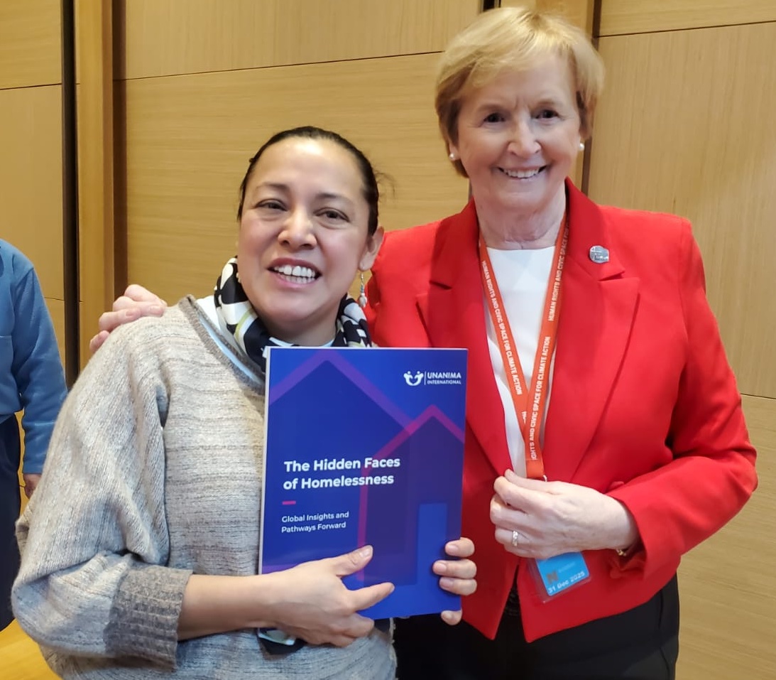 Jacqueline Leduc, MMM Representative at the UN in New York, with Jean Quinn, Executive Director, UNANIMA International at the Launch event in the UN headquarters in New York