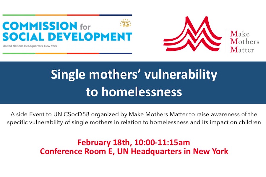 Single Mother Code Invitation - CSocD58 Side-event on single mothers and homelessness ...